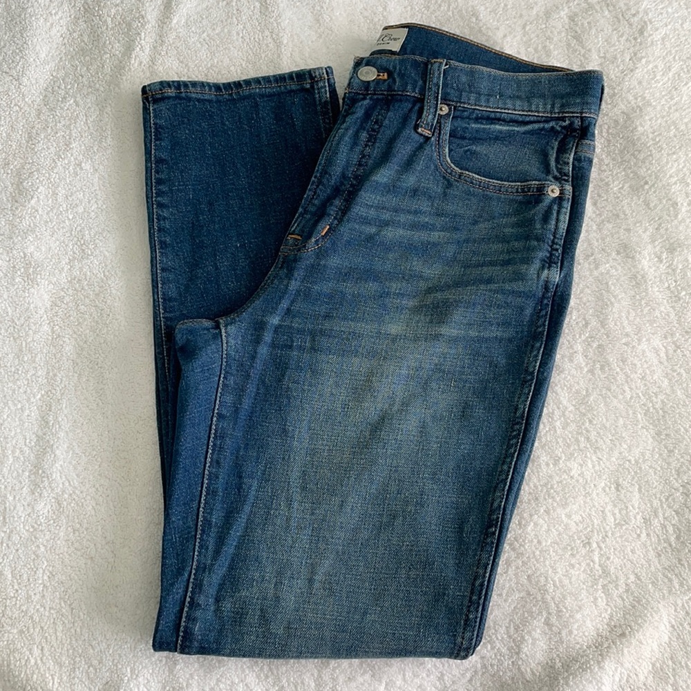 J. Crew Women's Straight Leg Jeans in Dark Wash Blue